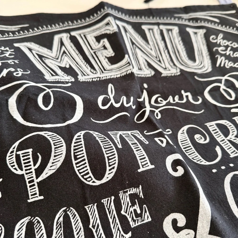 ☕️ Anthropologie Bistro Menu Tea Towel Set Chalkboard Floral